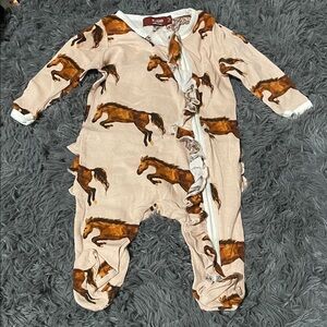 Cactus Kids Brown Horse Print Footie